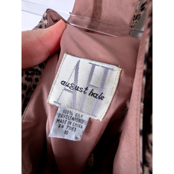 August Hale Leopard Print Halter Neck Maxi Dress Silk Tie Back Size 10 - Picture 5 of 8